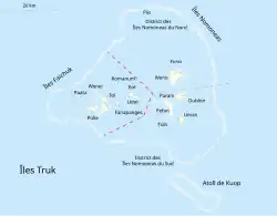 Carte des îles en vert sur le fond bleu de l'océan