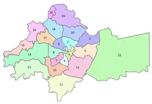 Carte des districts d'Amman.