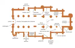 Plan matérialisant l'emplacement de détails architecturaux ou mobiliers d'un édifice.