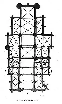 Plan de l'église, relevé au XIXe siècle.
