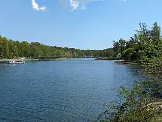 Le canal avec vue sur le pont Folke Bernadotte en 14 mai 2023.
