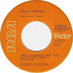 Description de l'image Dolly parton i will always love you rca victor us vinyl a-side.jpg.