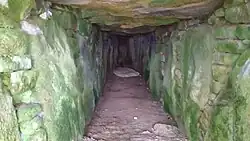 Tumulus de Goërem : vue du couloir d'entrée.