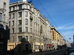 « Maison Antonovoi », avenue de Petrograd, 74. 1912—1913, néoclassicisme, architecte Wilhelm Schaub