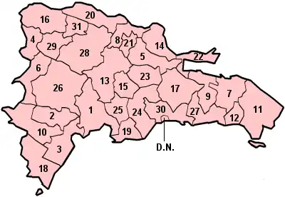 Carte des provinces de la République dominicaine