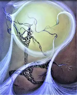 Renaissance, huile sur toile de Martine Doos, 1987.