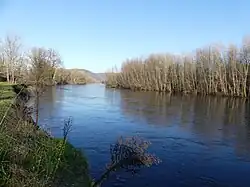 La Dordogne entre les lieux-dits la Borgne de la Dame et les Borgnes de Lavigerie, à Saint-Julien-de-Lampon.