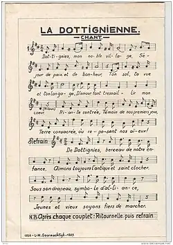 Paroles et partition de la Dottignienne.