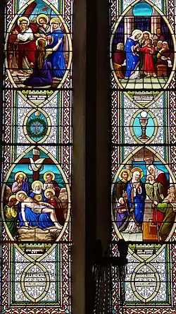 Vitrail de la vie de la Vierge.