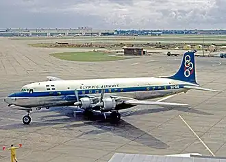Un Douglas DC-6B d'Olympic Airways, semblable à celui impliqué dans l'accident.