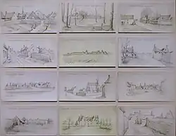 Les douze dessins exposés au musée de la guerre de 1870.