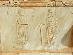 Scène tragique d'acteurs masqués, Héraclès et son fils Hyllos.