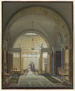Intérieur de boudoir et salle de bain, 1807, New York, Cooper–Hewitt, Smithsonian Design Museum.