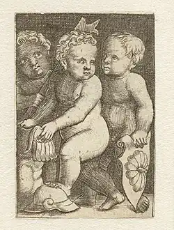 Trois Putti avec une armure (n. d., Rijksmuseum Amsterdam).