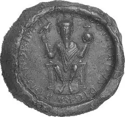 Sceau de Conrad II (1029), avec une représentation du sceptre d'aigle.