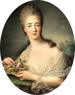 Madame du Barry en Flore, ou tenant une corbeille de rose (première version, collection particulière, 1770).