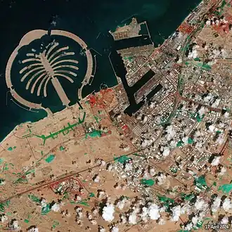 Image satellite de Palm Jebel Ali en 2024.