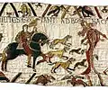 Tapisserie de Bayeux - Le Duc Harold part en Normandie précédé de ses lévriers