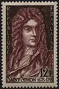 Timbre à l'effigie du duc de Saint-Simon, France, 1955.