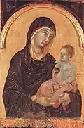 Duccio di Buoninsegna :Polyptyque no&nbsp;28, détail : panneau central avec la Vierge à l'Enfant, Sienne, Pinacothèque nationale