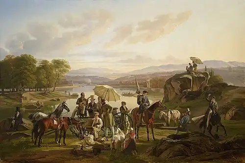 Antoine Duclaux, Halte des artistes lyonnais à l'Île Barbe, 1824, Musée des beaux-arts de Lyon.