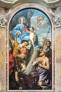 La sainte Vierge et saint Michel, saint George et saint Jérôme par Michelangelo Prunati.