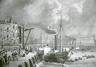 Embarquement à Douvres, 1846, lithographie.