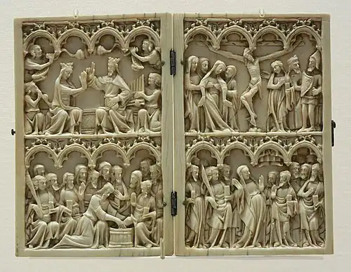 Diptyque français en ivoire, XIVe&nbsp;siècle.