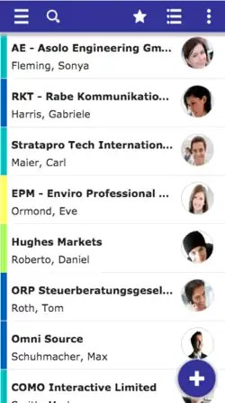 Capture d'écran d'une application mobile collaborative