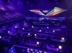 Photo de la green room et de la scène de l'Eurovision 2021.