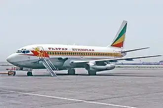 ET-AJA, le Boeing 737-200 d'Ethiopian Airlines impliqué dans l'accident, photographié en octobre 1987.
