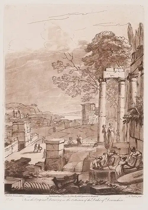 Estampe de 1774 par Richard Earlom à partir du Liber Veritatis. Eau-forte, sûrement deuxième édition, XIXe&nbsp;siècle,  cabinet des dessins et estampes du musée du Prado, donation Pedro María Alberdi Buruaga.