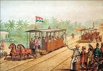 Un tramway à Batavia dans les années 1880.