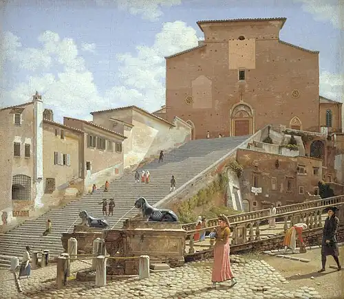 Escalier de marbre menant à l’église Santa Maria in Aracoeli à Rome, 1816.