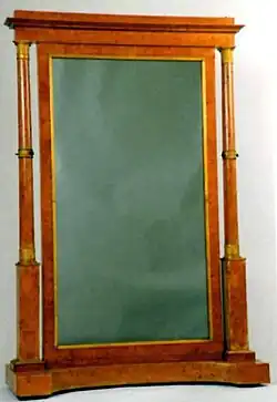 Écran à glace, bois de frêne, bronze doré, miroir, Mobilier National.