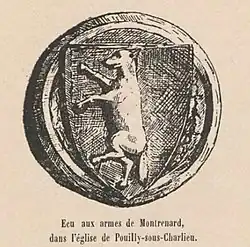 Ecu de la famille Montrenard (château de Montrenard) à l'église de Pouilly-sous-Charlieu