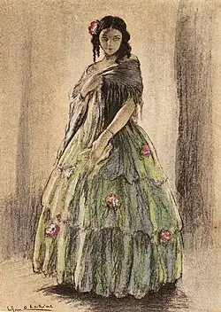 Emma, Charles Bovary et Monsieur Homais,  illustrations d'Edgar Chahine pour une réédition du roman en 1935.