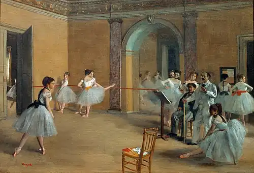 La Salle de ballet de l’Opéra, rue Le Pelletier (1872), huile sur toile, 33&nbsp;×&nbsp;46&nbsp;cm, Paris, musée d'Orsay.