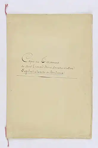 Copie du testament du 8 janvier 1885.