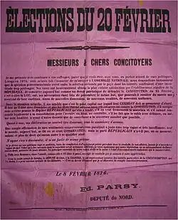 Édouard Parsy élu aux élections législatives de 1876.