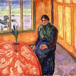 Edvard Munch, Mélancolie, 1911 (120&nbsp;×&nbsp;125&nbsp;cm), Musée Stenersen, Oslo.