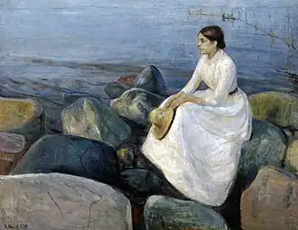 Edvard Munch, Inger à la plage, 1889 (126&nbsp;×&nbsp;161&nbsp;cm), Kunstmuseum, Bergen.