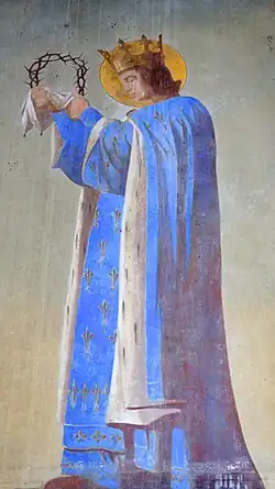Toile représentant saint Louis tenant la sainte Couronne.