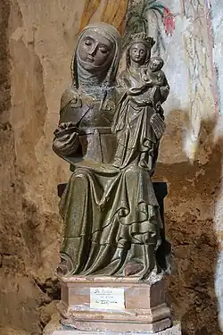 Sainte Anne, la Vierge et l'Enfant (XVe&nbsp;siècle), église Notre-Dame-du-Gourg de Sainte-Enimie.