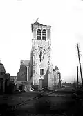 Clocher de l'église Saint Nicolas d'Arleux en 1919