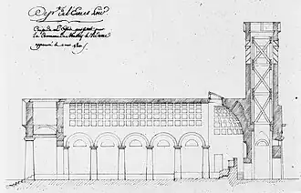 Coupe longitudinale de l'église Saint-Étienne (projet de 1810).