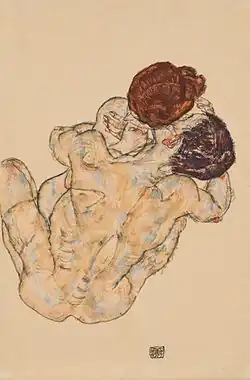 L'étreinte (couple d'amoureux), étude, 1917.