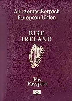 Couverture d'un passeport irlandais