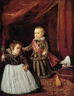 Le prince Balthazar-Charles avec un nain, 1631, par Diego Vélasquez