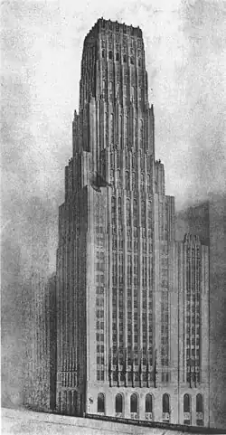 Plan de la Tribune Tower d'Eliel Saarinen&nbsp;(en) (1922).